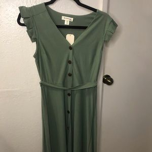 Sleeveless V Neck Swing Midi Dress